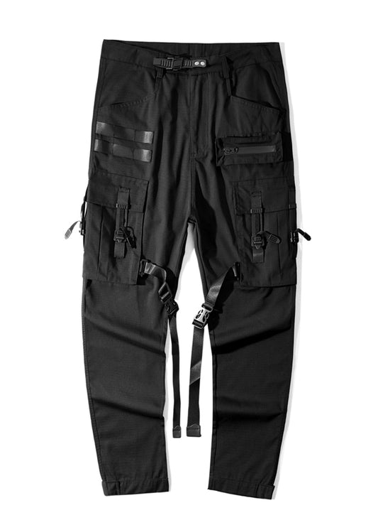 FUNCTIONAL PLAID FABRIC PARATROOPER CARGO PANTS