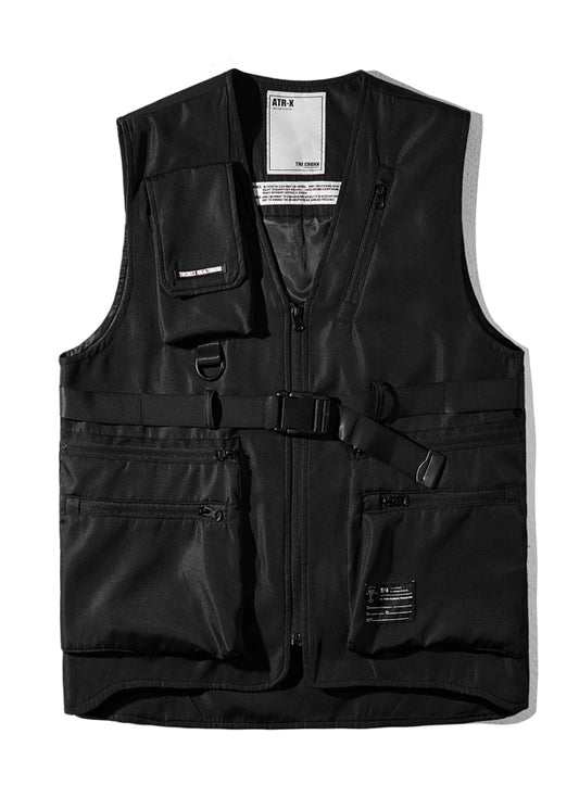 2-IN-1 FUNCTIONAL  PLAID FABRIC VEST